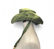 Vintage Mr. John Deb-Teen Womens Green Velvet Hat with ribbon strap 50s/60s