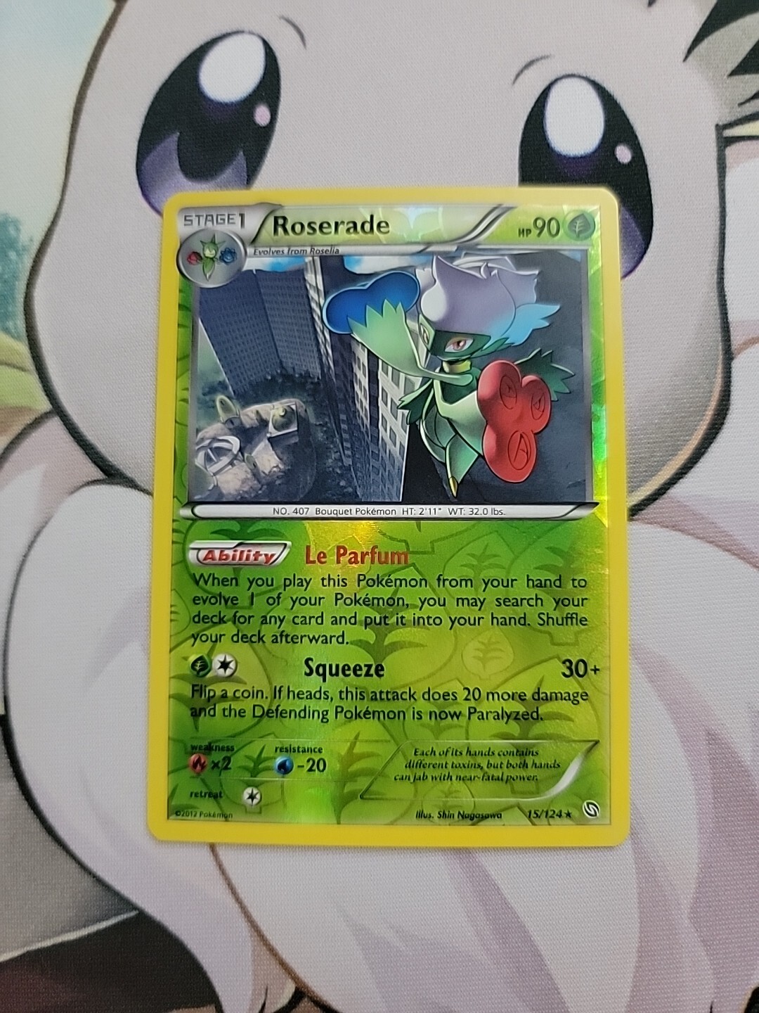 Roserade 15/124 Reverse Holo Rare BW Dragons Exalted Pokemon Card - NM W10