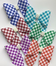 SCHOOL GINGHAM SAILOR BOW PRINTED CANVAS FABRIC BOW TEMPLATE TO MAKE HAIR BOWS