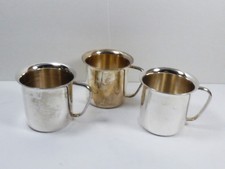 VTG LOT OF 3 SILVER PLATED PLAIN ENGRAVABLE BABY CUP MUGS
