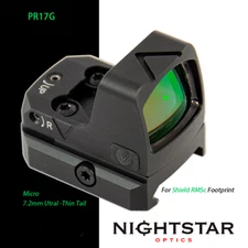 NightStar PR17G Micro Reflex Green Red Dot for RMSc & Rifle Shake Awake 5MOA