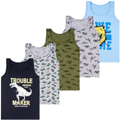 5 Jungen Unterhemden Baumwolle Tank Top Kinder Knaben Unterhemd Shirt 92-146 - Bild 1 von 4
