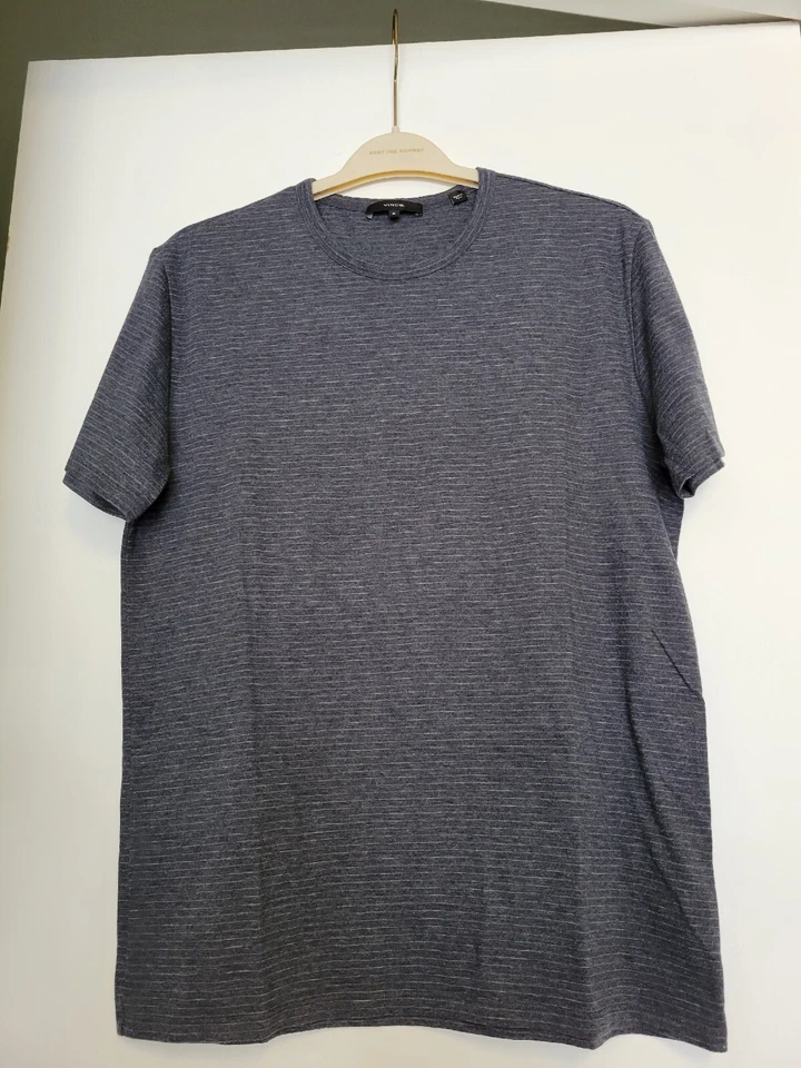 Vince Men's Crewneck Charcoal Striped T-shirt Size M - Image 4 of 4