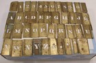 Antique Vintage 43 Interlocking Brass Stencils Complete Alphabet & Numbers 1/2"
