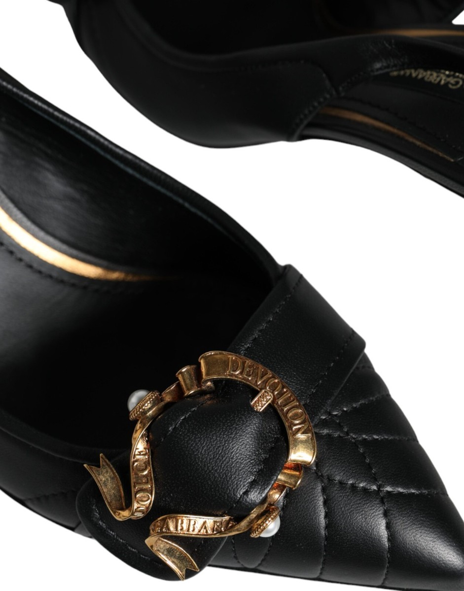 サンダル・ミュール Dolce & Gabbana Black leather Devotion 75 pumps Nappa leather Devotion flip flops in Black for Women