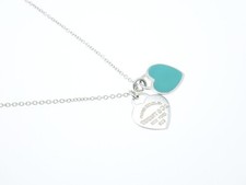 Tiffany  Co. Return To Tiffany Double Heart Blue Tag Silver 925 Necklace