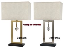 NEW Brush Steel / Matted Gold w/ Crystal Autumn Beige Shade 31" Table Lamp 31206