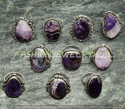 Amethyst Gemstone Ethnic Handmade 5pcs Ring Lots For Woman FR-3000