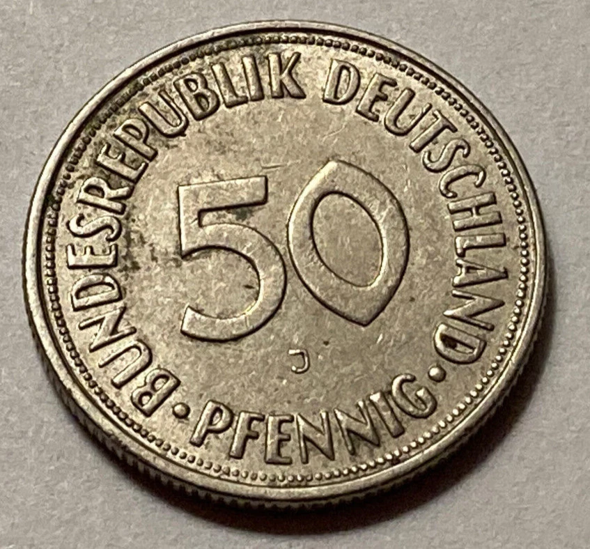 1950 J German Pfennig - Minted From 1949 to 1990 - Copper & Nickel - Very Nice - - Image 2 of 2