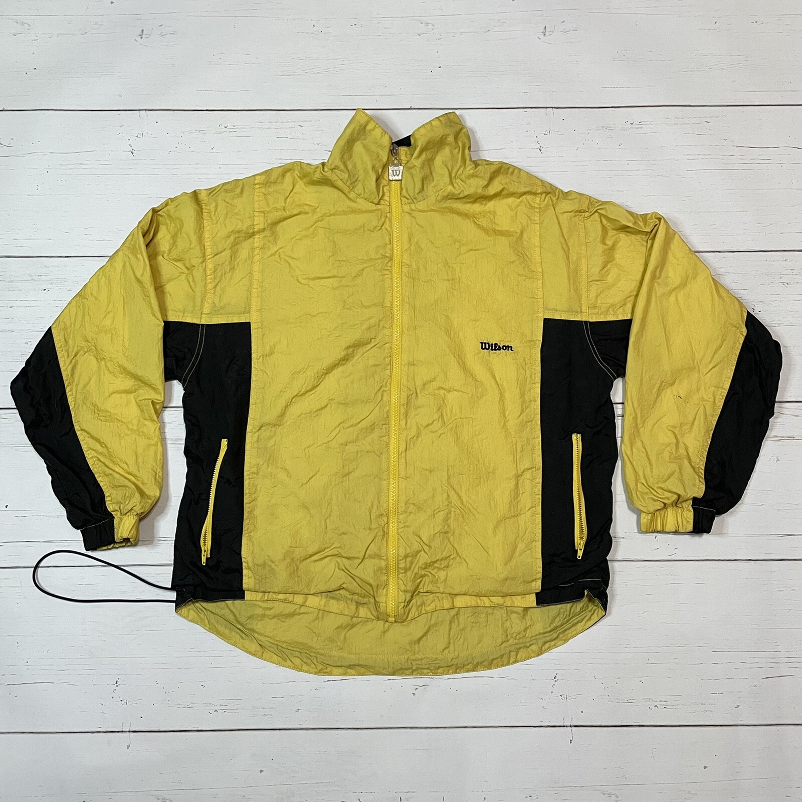 Vintage Wilson Windbreaker Jacket Mens Size M Black Y… Gem