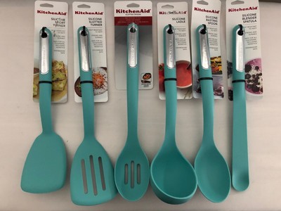New KitchenAid Safe for NonStick Aqua Sky Silicone 6 Lifter Spoon Spatula Ladle