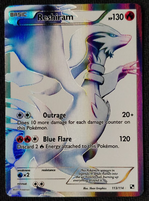 Pokémon Reshiram Full Art Black & White Base #113/114 Holo