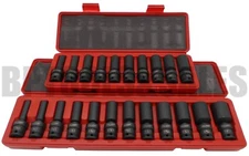 22pc 3/8" Drive Universal Ball Swivel Deep Impact Socket Set SAE & METRIC