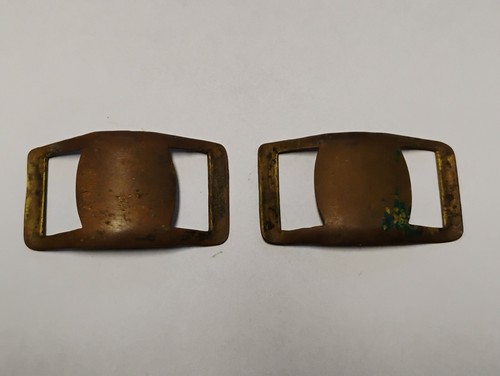 CONFEDERATE BRASS  HORSE HARNESS BUCKLE COVER CIVIL WAR BED ROLL Pair