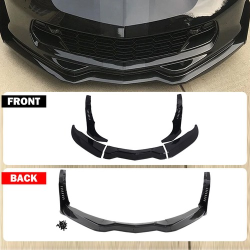 Front Lip Splitter For 14-19 Chevrolet Corvette C7 Stingray Stage 5 GLOSS BLACK - Picture 2 of 13