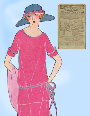 Ladies Home Journal 3776: 1920s Rare Uncut Misses Frock 34 B VTG Sewing Pattern