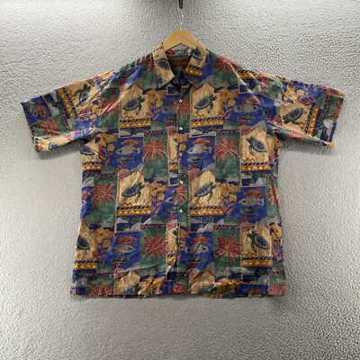 Tori Richard Shirt Men Extra Large Multicolors Tortoise Fish Print