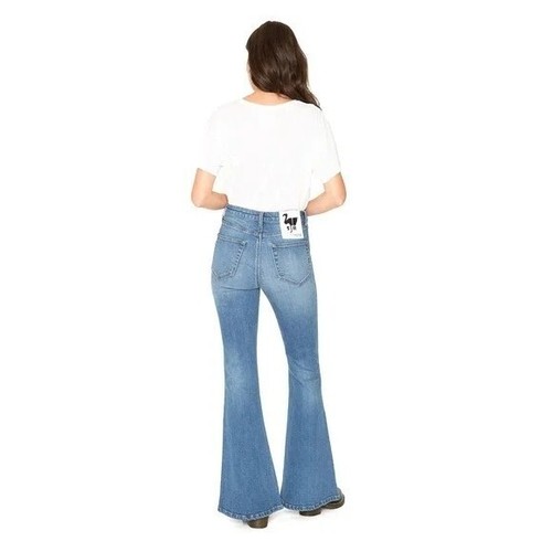 NWT Sandrine Rose Super Flare Jeans Indigo Traditional Wash Distressed USA Sz 29 - Picture 3 of 11