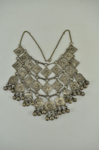 Ethno Jemenit Hochzeit Schmuck Halskette Tribal geometrisches Design mit Glocken - Bild 2 von 9