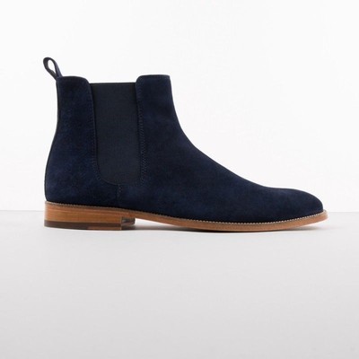 mens blue leather chelsea boots