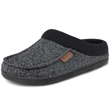 Men's Moccasin Slippers with Memory Foam Slip on Faux Sherpa Lining House Shoes
