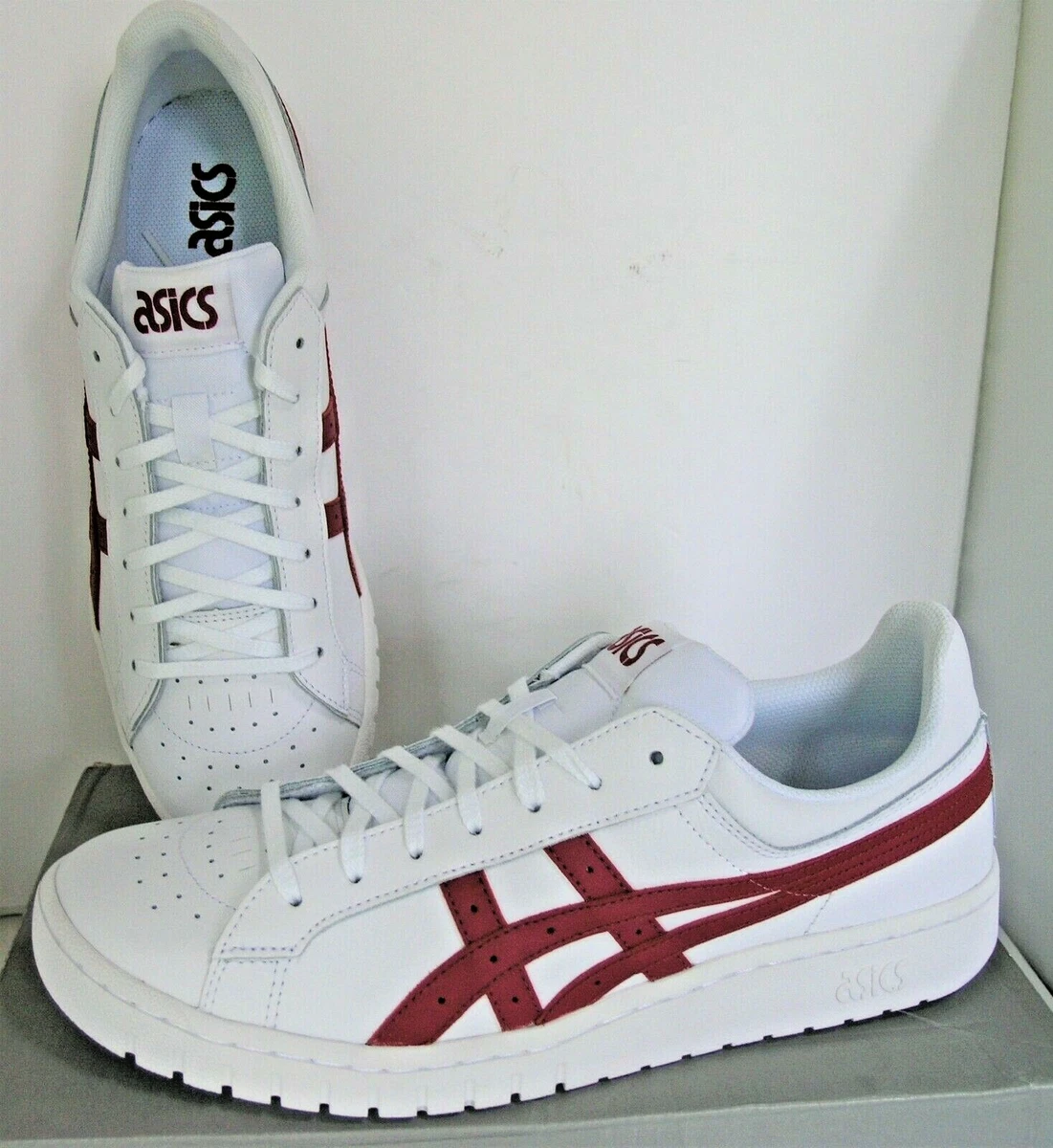 ASICS TIGER GEL-PTG RETRO TRAINERS SNEAKERS WHT W/ BURGUNDY 12 M