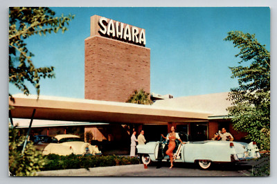 Sahara Hotel Las Vegas Nevada NV Day View Vintage Cars Postcard