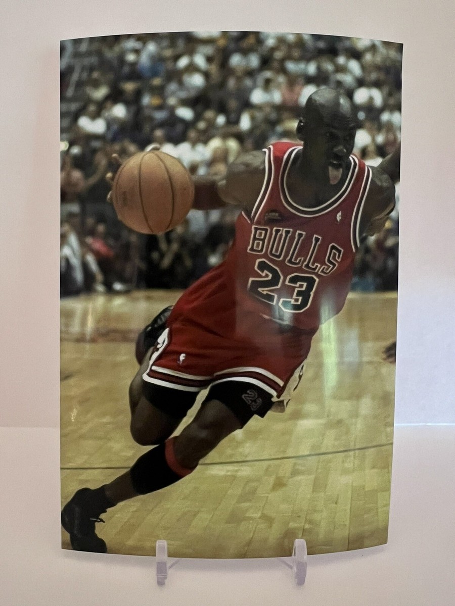 Michael Jordan Dribbling With Iconic Tongue Out Chicago Bulls 4x6