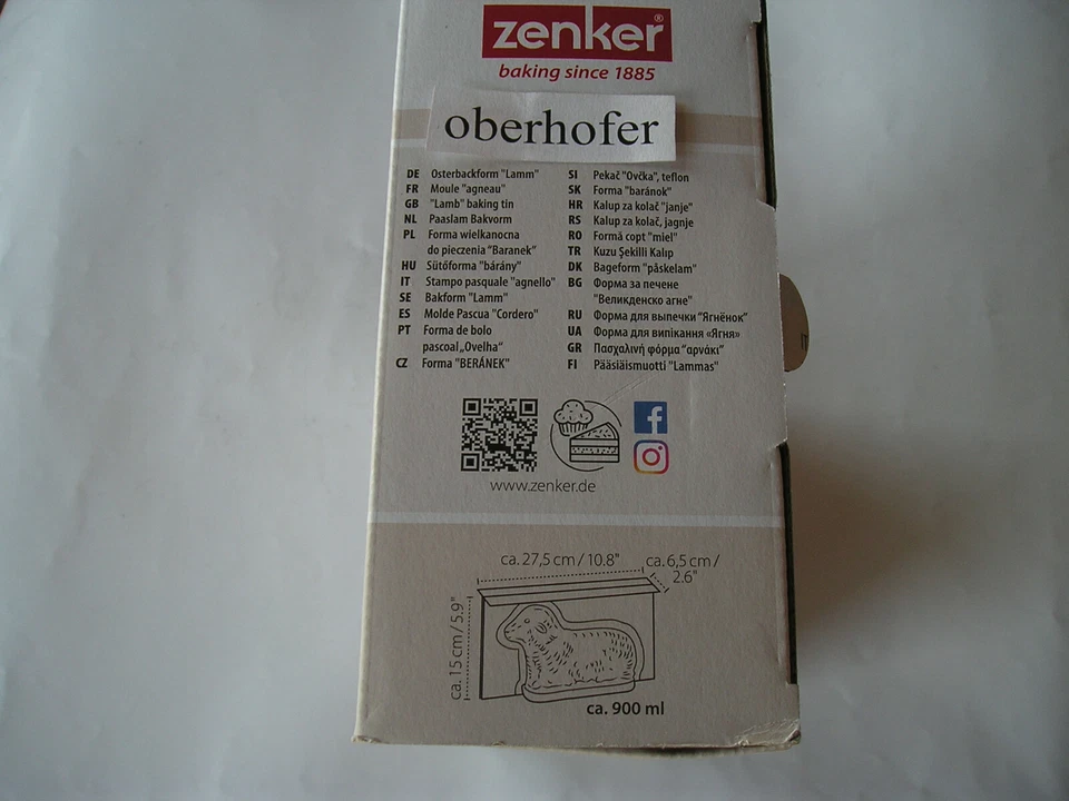 Zenker Oster Lammform Backform Teflon 0,9 L Lamm back form Ostern - Bild 2 von 2