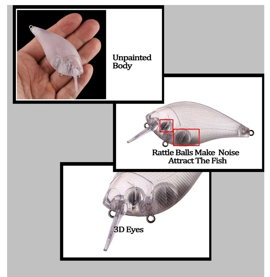 20PCS 8cm 13g  Square Bill Crankbait Unpainted Bait Blank Fishing Lure model - Image 4 of 4