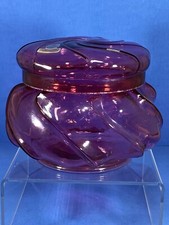 Fenton Box w/Cover Wave Crest Country Cranberry 6080 CC 5" H x 6" Dia '90-91