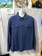 Mens Long Sleeve Button Down Blue Denim Shirt Size XL