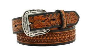 ARIAT Ceinture en cuir noir et brun pour hommes avec fléchette