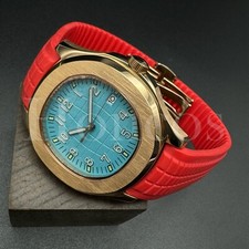 Custom Made PP Style Watch NH35 Automatic Movement Aquanaut L/BL Dial RG Case RD