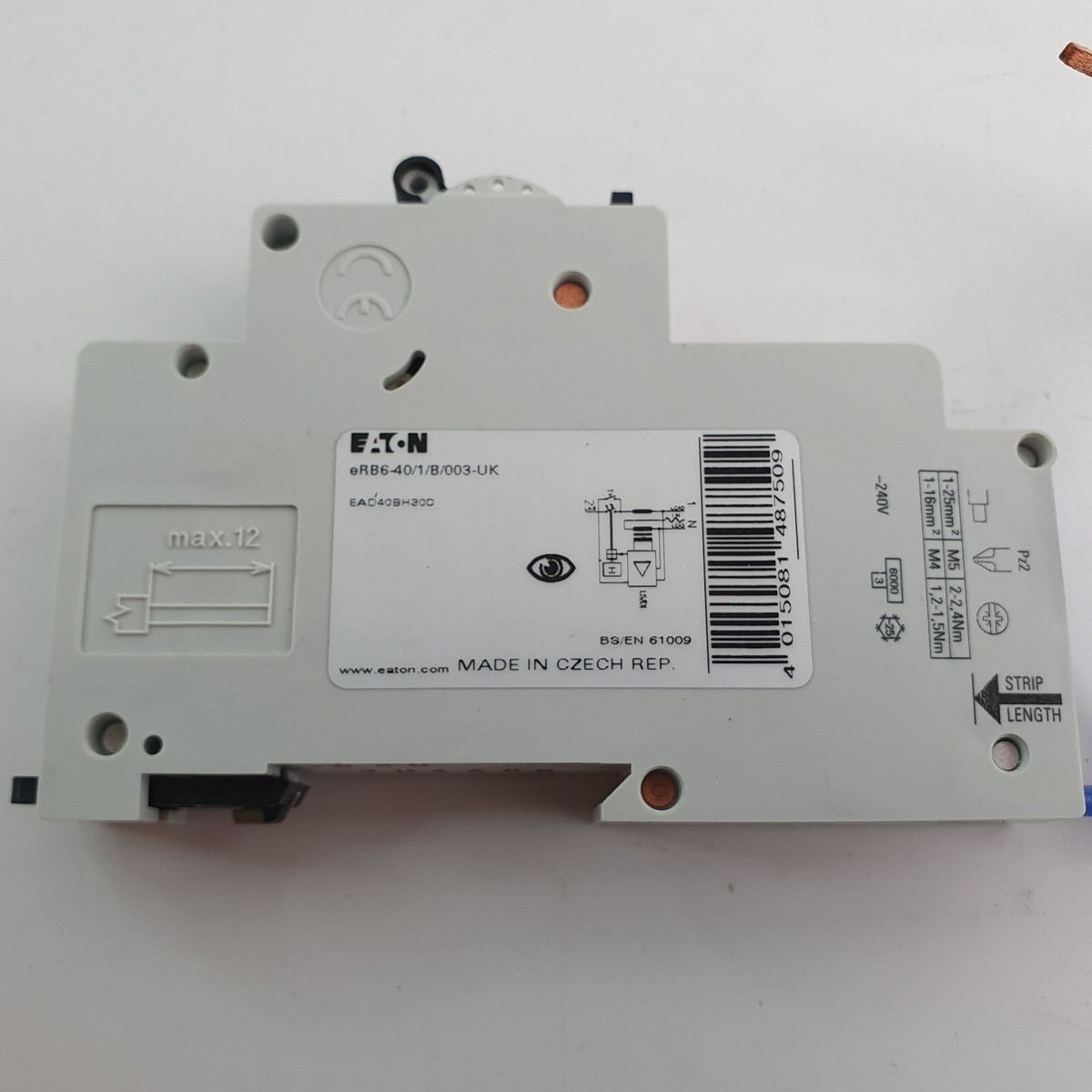 EATON RCBO 40A Typ B 6kA 30mA – 1-poliger Fehlerstromschutzschalter EAD40BH30C