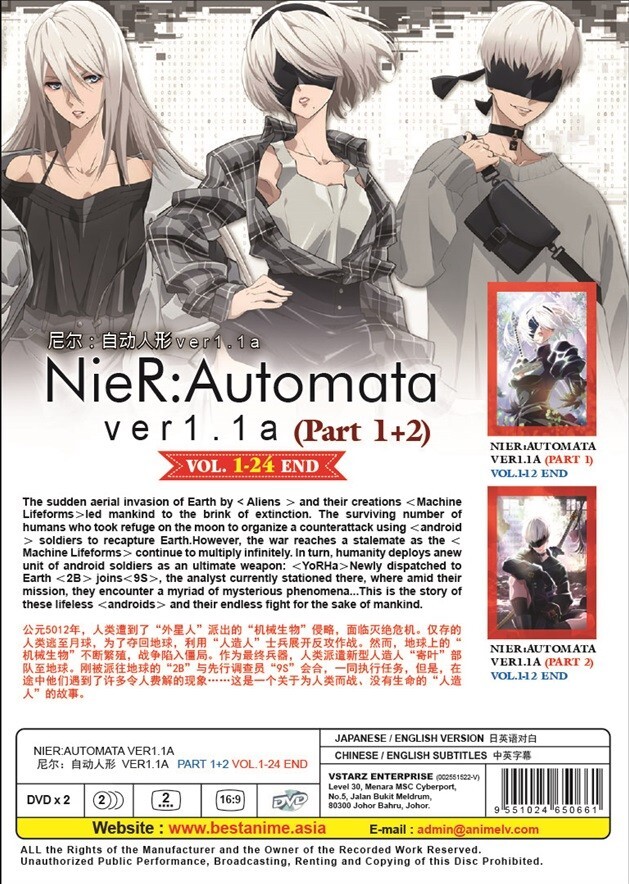 DVD Anime NieR: Automata Ver1.1a (Part 1+2) (1-24 End) English Dub