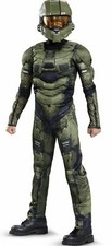 NEW Halo Master Chief Halloween Costume Boys Small 4-6 Green Mask Muscles
