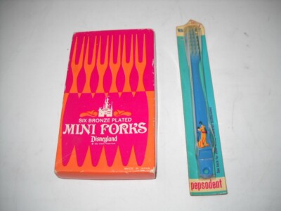 Vintage WALT DISNEY Pluto Toothbrush & Disneyland Mini Forks Unopened FREE SHIP!