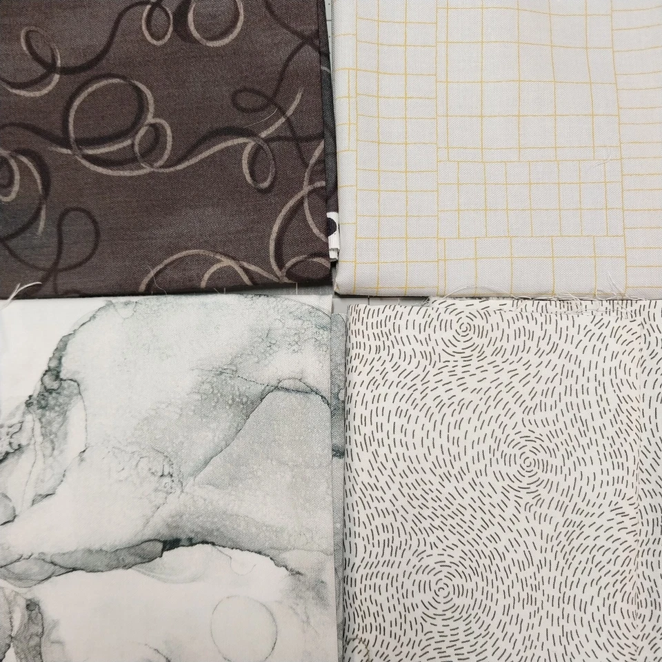 Lote de 20 cuartos de grasa de algodón FQ - neutros - negro, gris, marrón Foto 3 de 4