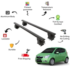 Bare Roof Rack Cross Bars Set for OPEL / VAUXHALL Agila B 5 Door 07-15 Black