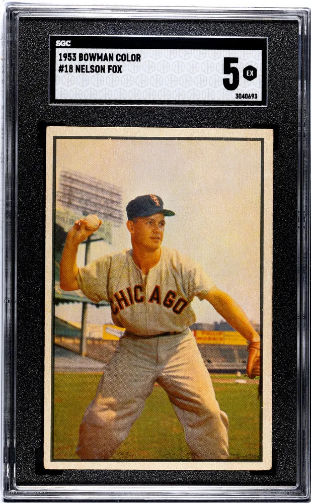 1953 Bowman Color Nelson Fox #18 SGC 5