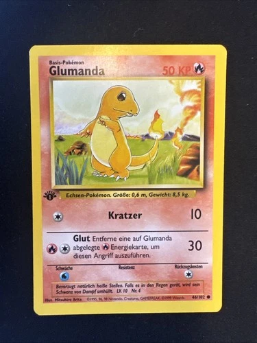 Pokémon TCG Charmander (Glumanda) Base Set 46/102 Regular 1st Edition GERMAN