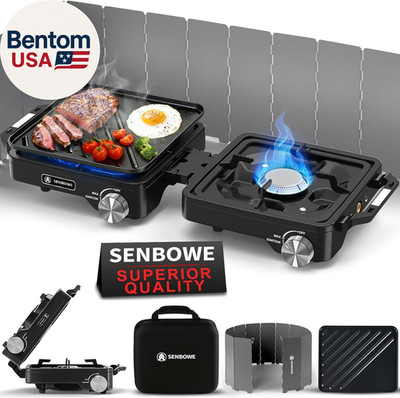 2-Burner Pro Camping Stove,24000 BTU Camp Stove,Foldable Propane Stove Includes