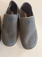 Olukai Boys Nohea Mesh Slip On Shoes Size B1 EU 33 Gray Blue Drop Heel Casual