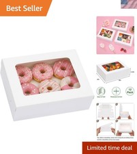 12pcs 8x6x2.5 Inches Bakery Boxes with Window, Cookie Boxes for Chocolate Str...