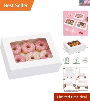 12pcs 8x6x2.5 Inches Bakery Boxes with Window, Cookie Boxes for Chocolate Str...