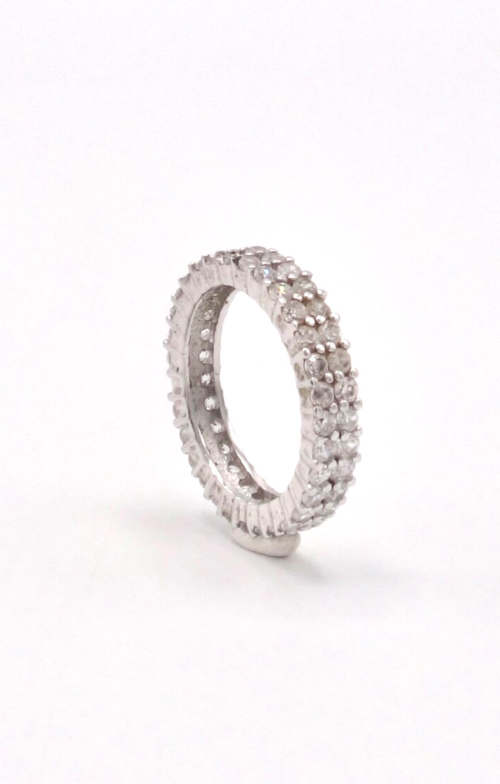 Solid Silver Ring Fully Set with Zircons Double R… - image 2