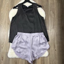 Lunya washable silk pajamas M Medium Tank Shorts Gray Lilac