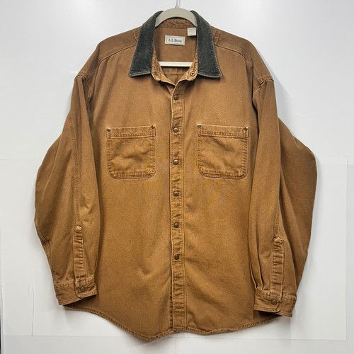 L.L.Bean Canvas Hemd Jacke Cord Kragen Knopfleiste Workwear XL