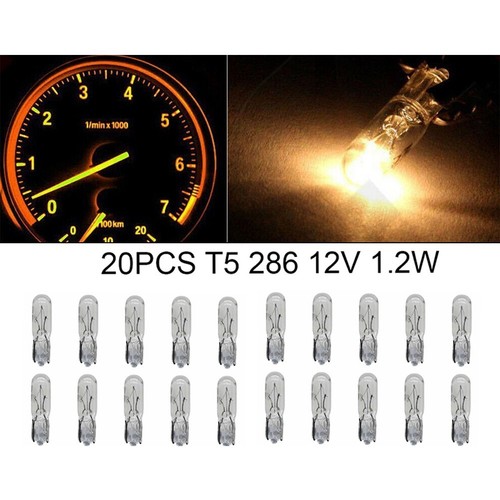 Lot De 10 Ampoules LED T5 12V 1.2W – Blanc Chaud, Pour Tableau De Bord Voiture, Remplacement W1.2W